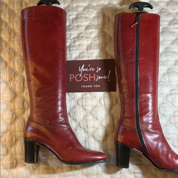 Salvatore Ferragamo tall burgundy boots 6.5AA - Picture 1 of 8